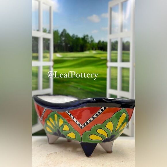 Talavera Planter Pot Hand-Painted Mexican Ceramic Indoor Outdoor Succulent Pot - Picture 4 of 11